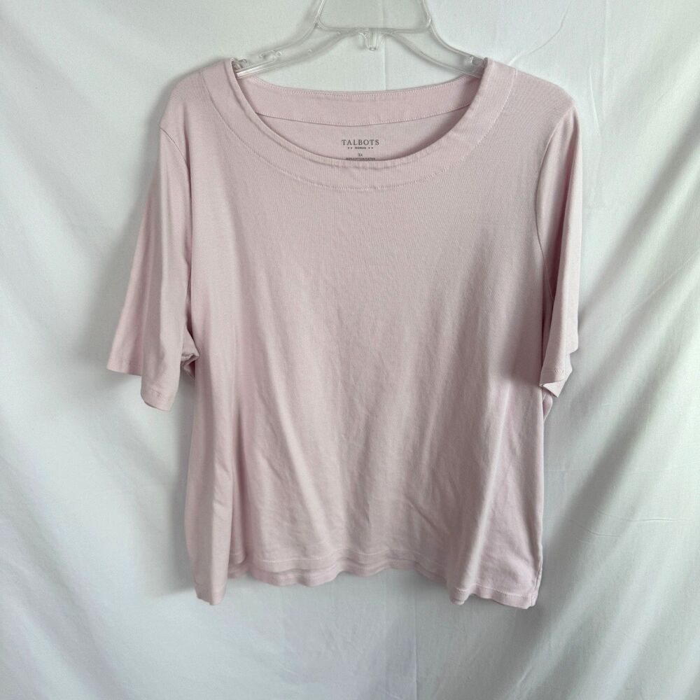 Talbots Women's Top Size 3X Light Pink Short Sleeves